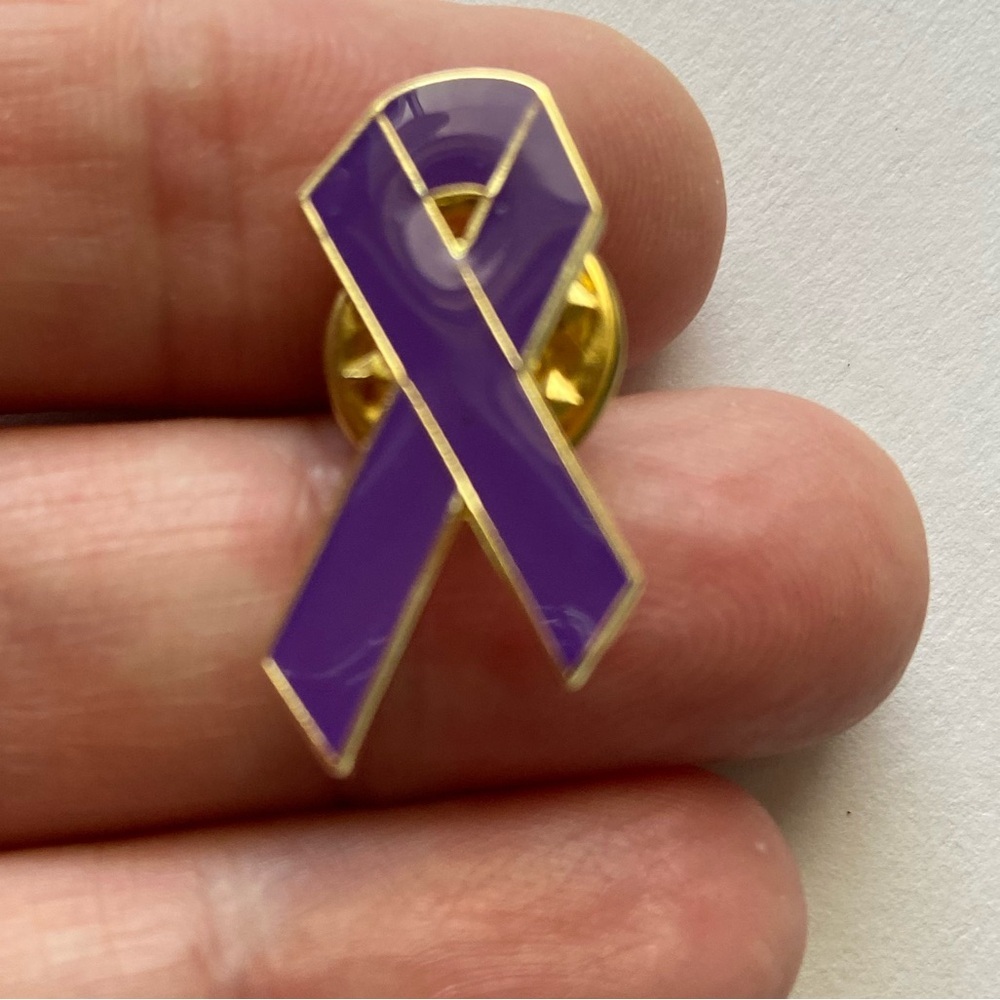 Purple Awareness Ribbon Pin 1 inch finest quality enamel lapel pin